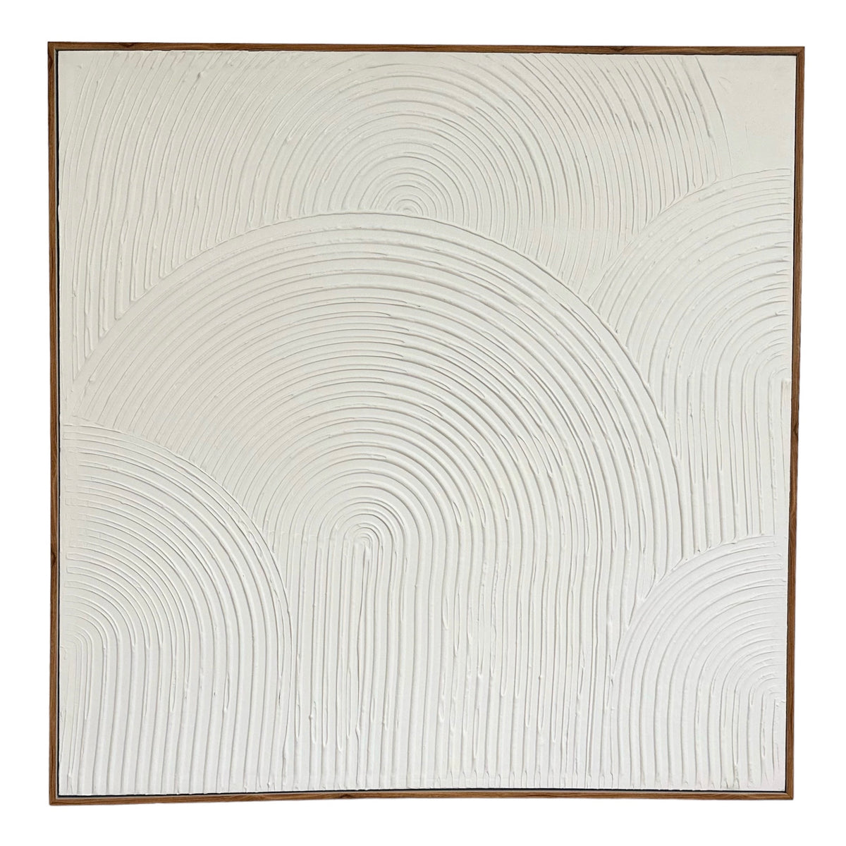 Textured Mid Century White Arcs Canvas Wall Art