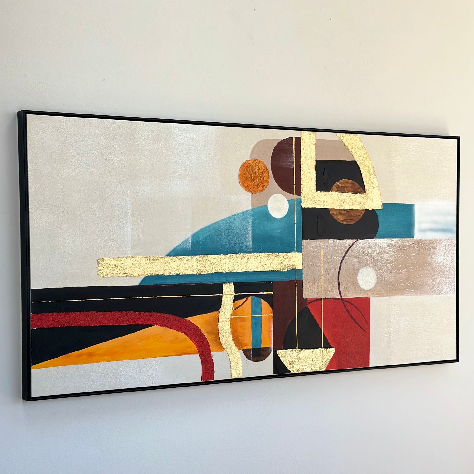 Abstract Connections Framed Oil Hand Painted Wall Art