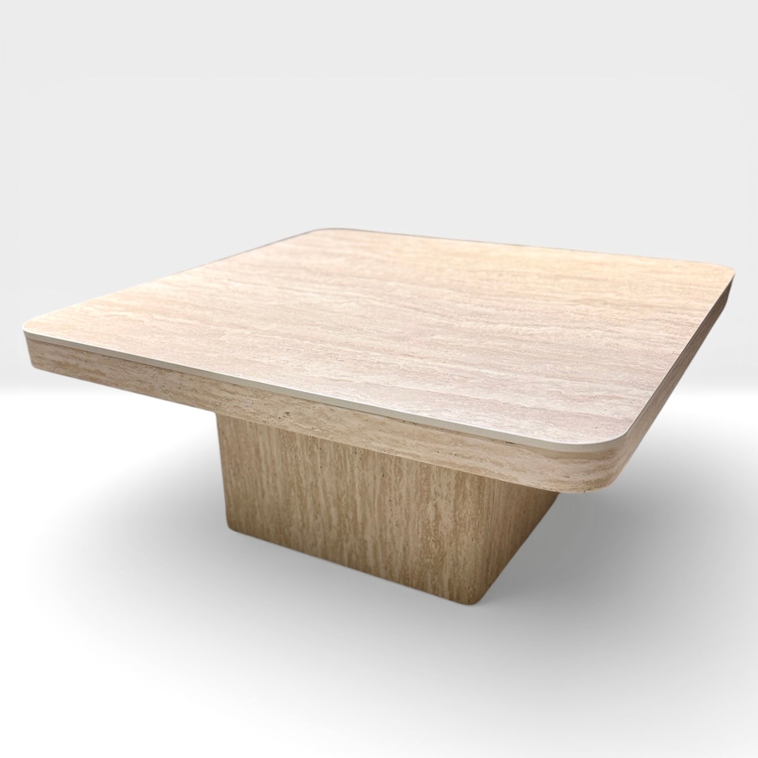 Faux Travertine Square Coffee Table Ceramic Top