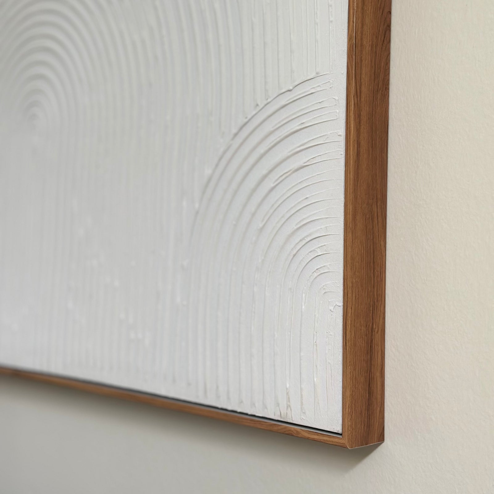 Textured Mid Century White Arcs Canvas Wall Art