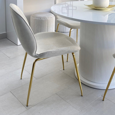 Clara Dining Table Natural Top Stainless Steel Legs Set