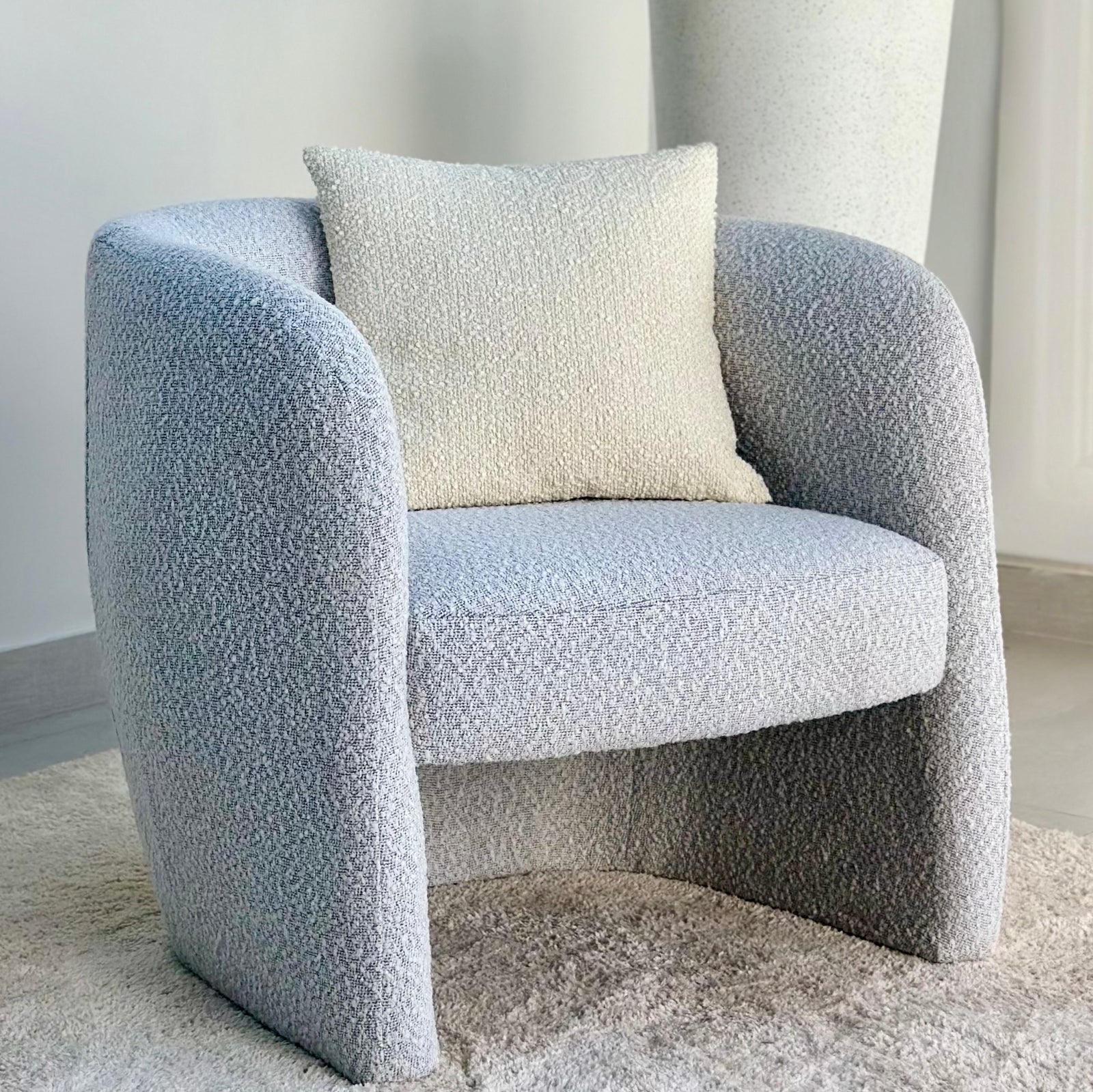 Barrel Bergere Ivory Gray Shades Chair