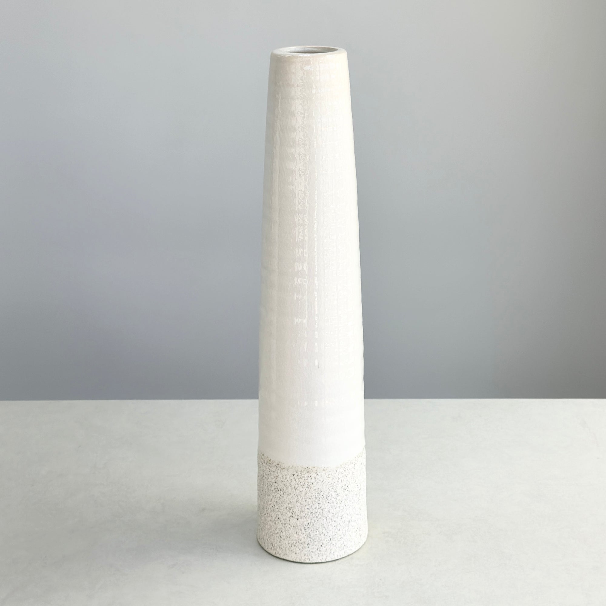 Tall White Textured Vase