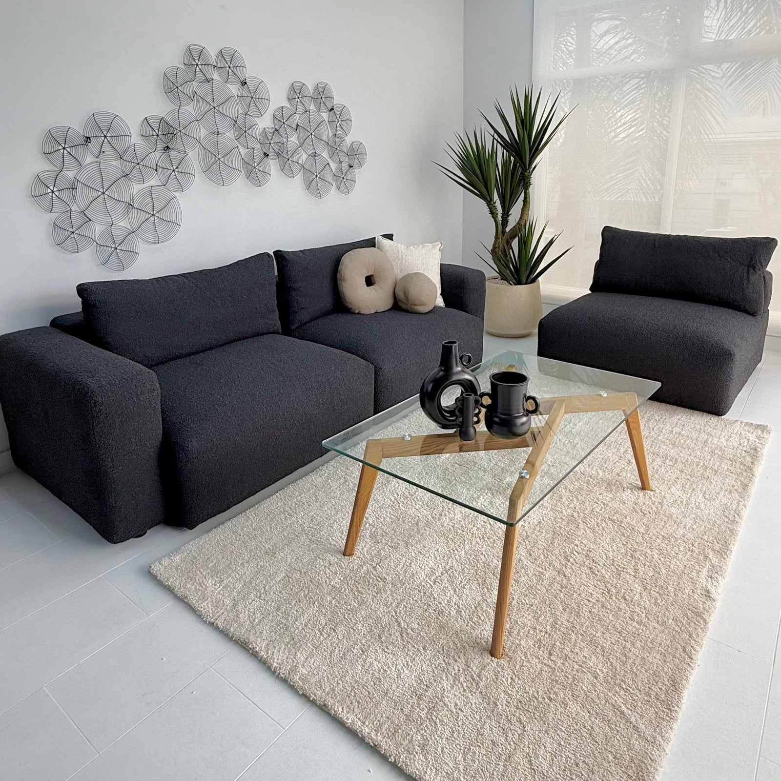 Three Piece Black Ultra Comfort Sofa