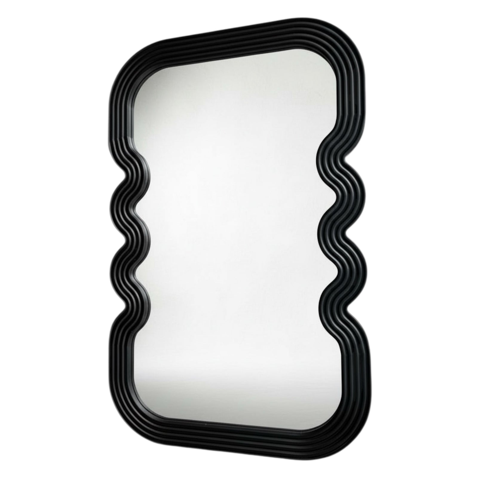 Wavy Wooden Black Wall Mirror