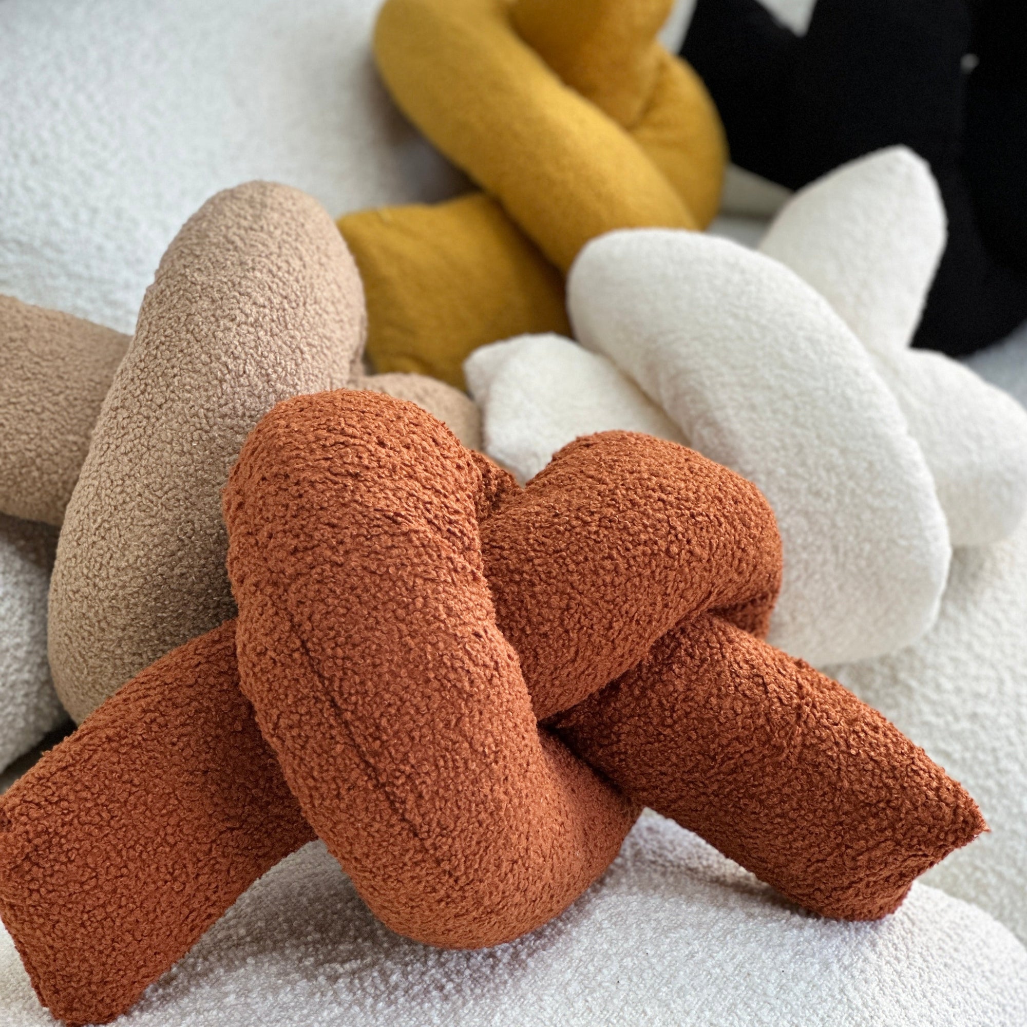 Boucle Love Knot Rust Pillow