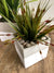 White Base Stripe Cement Vase