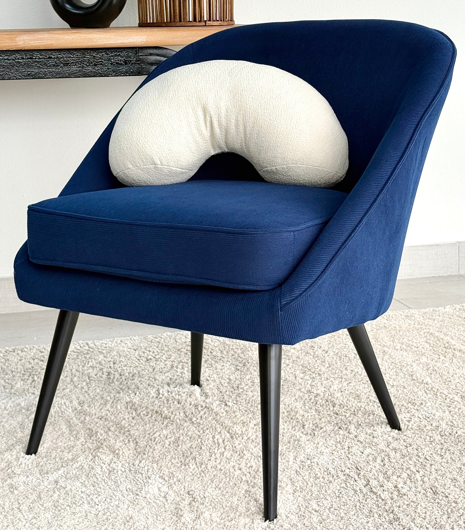 Amber Corduroy Fabric Classic Blue Chair