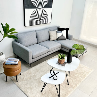 Curved Triangle White Coffee Table Set