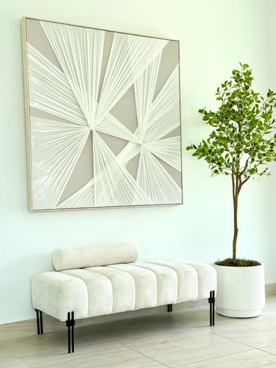 Bone White Bench Black Frame