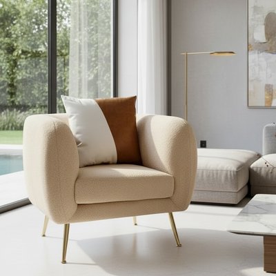 Contemporary Tub Sherpa Ivory Chair