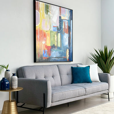 Mid-Century 3-Seater Twin Sleeper Gray Sofa Bed