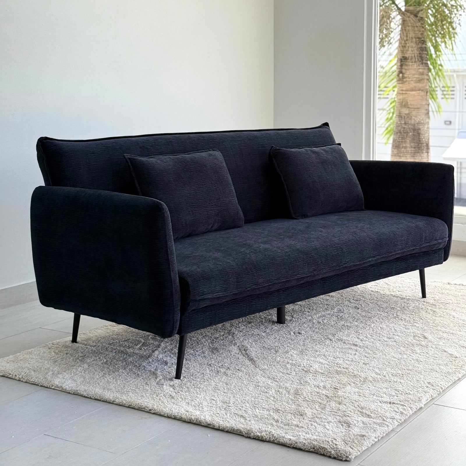 Stilo Futon Sofa Bed Black Fabric