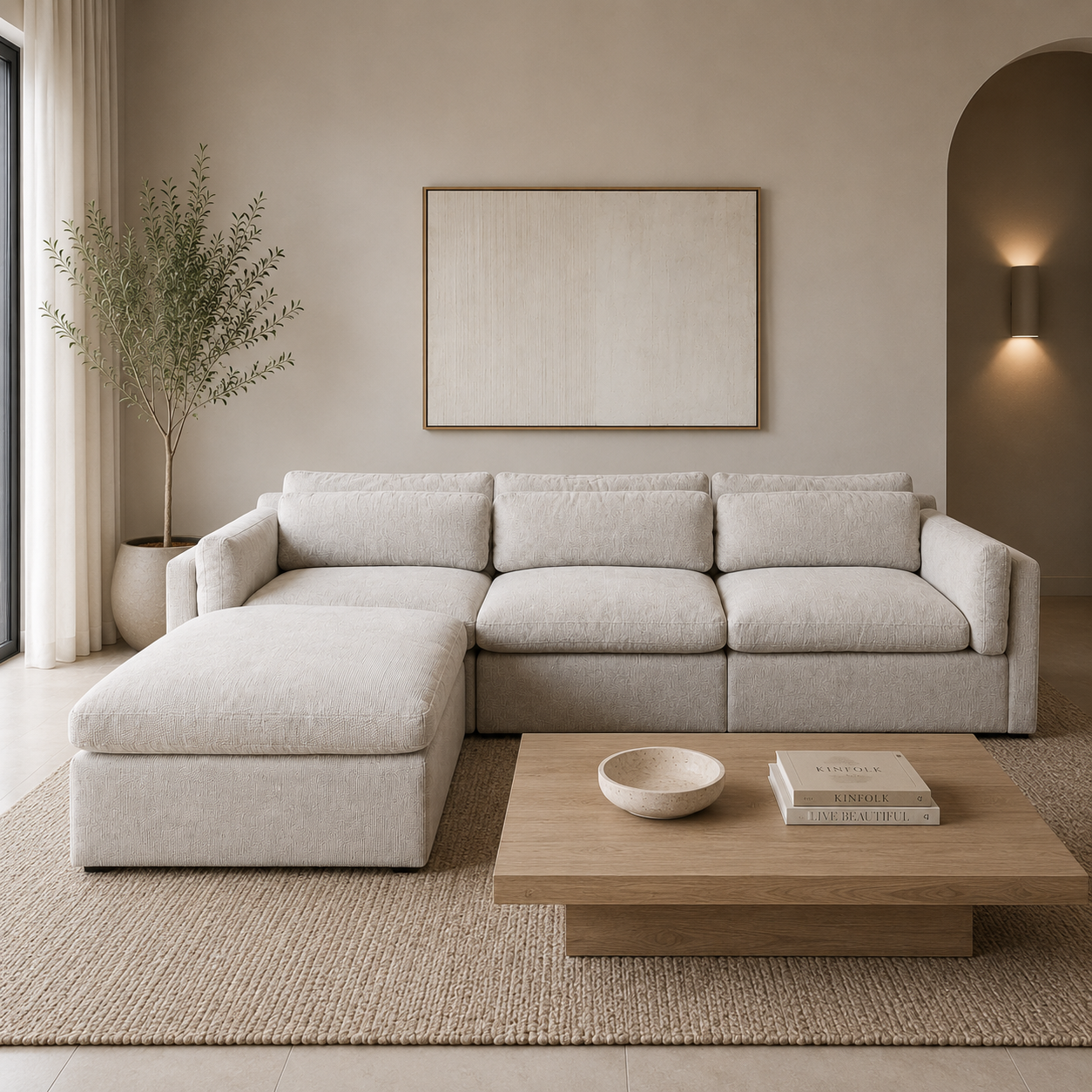 Lazy feather Reversible Chaise Ivory Sectional