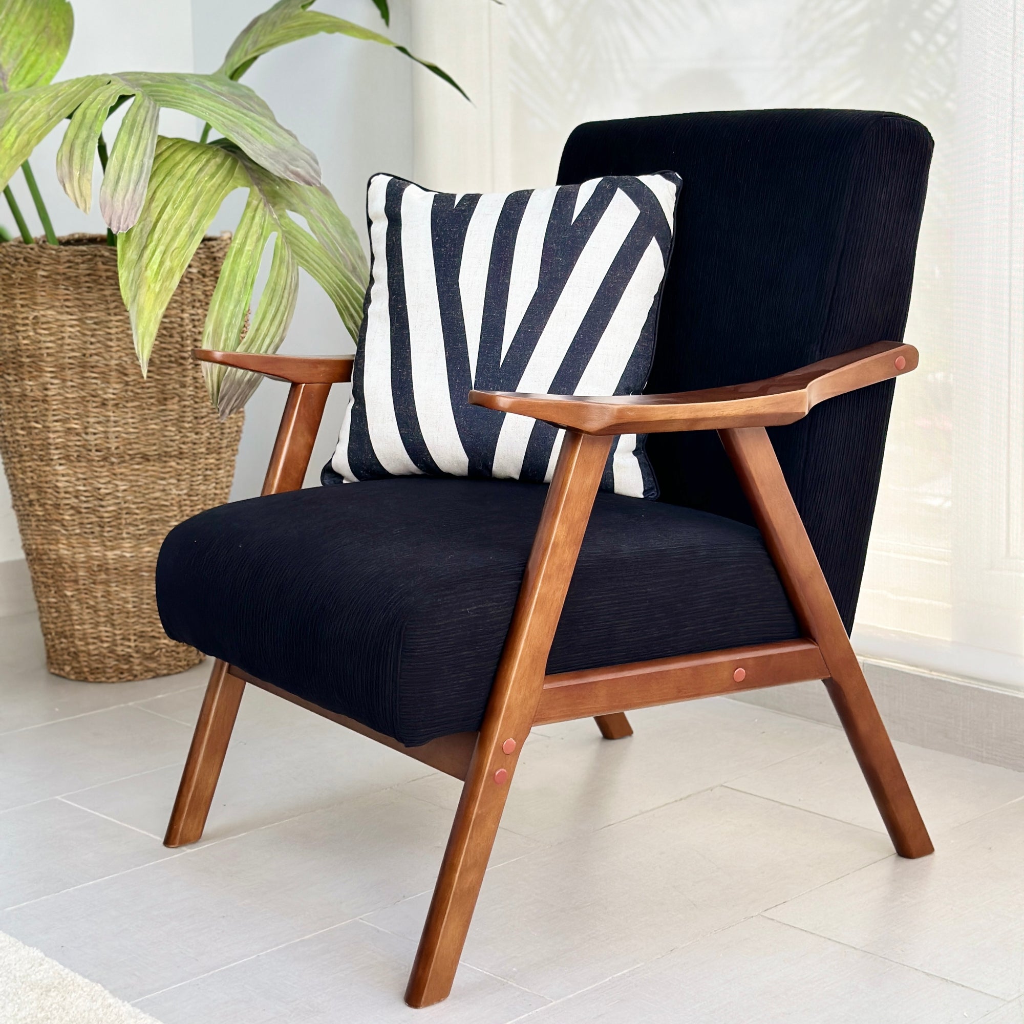 Mid-Century Kai Black Arm Chair