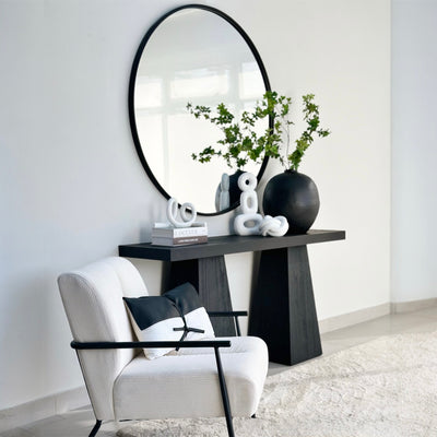 Moderna Metal Black Frame 48" Round Mirror