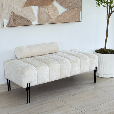 Bone White Bench Black Frame