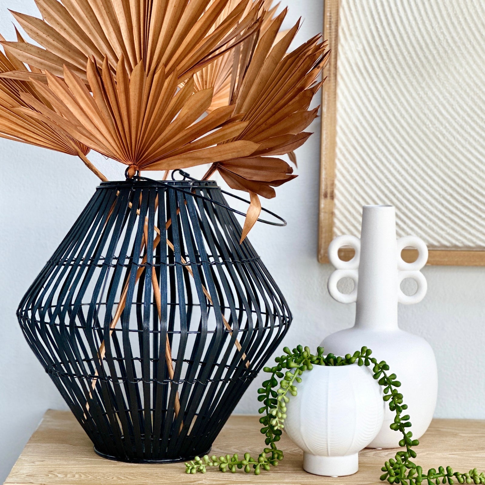 Wooden Black Round Lantern