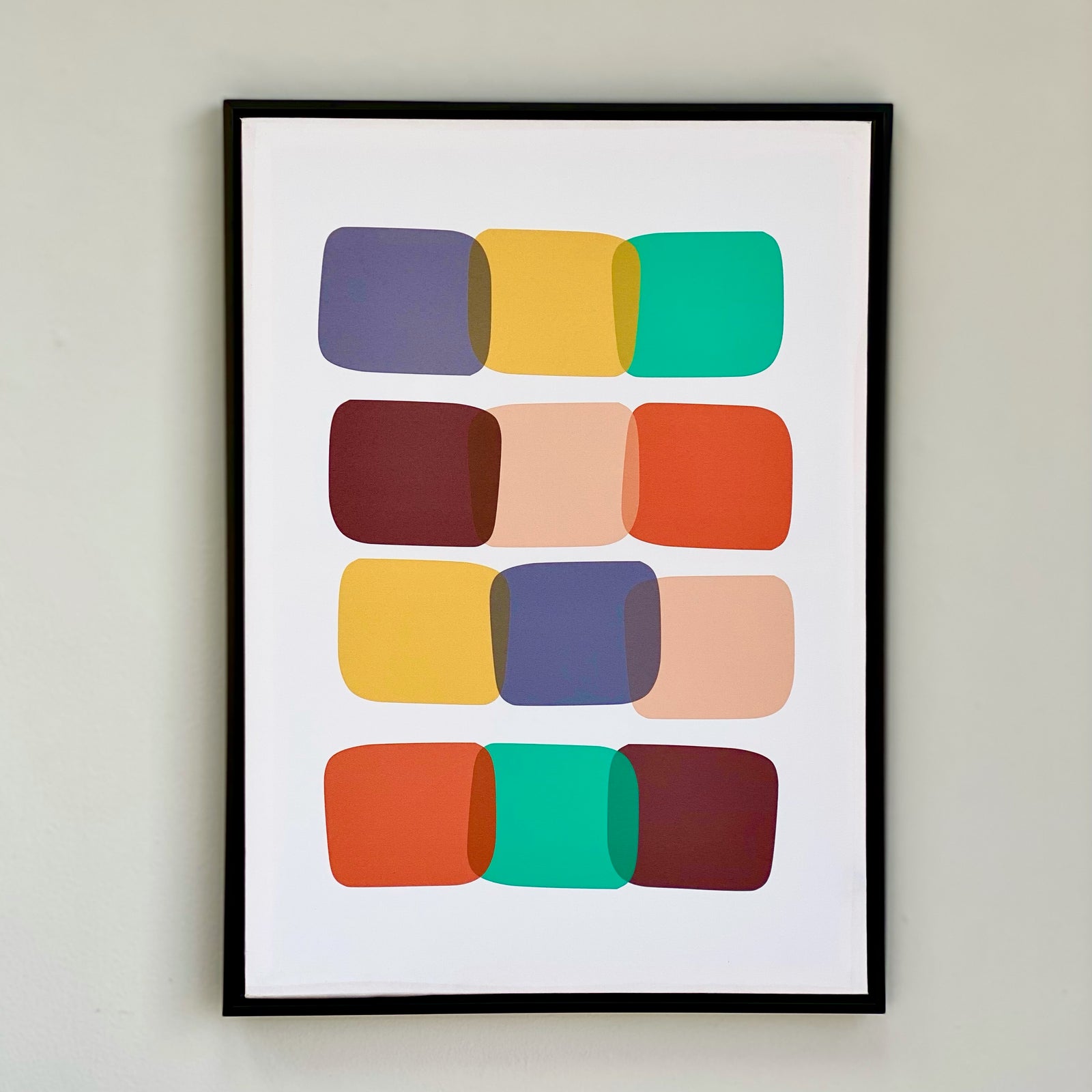 Multi Abstract Squares Framed Canvas Print