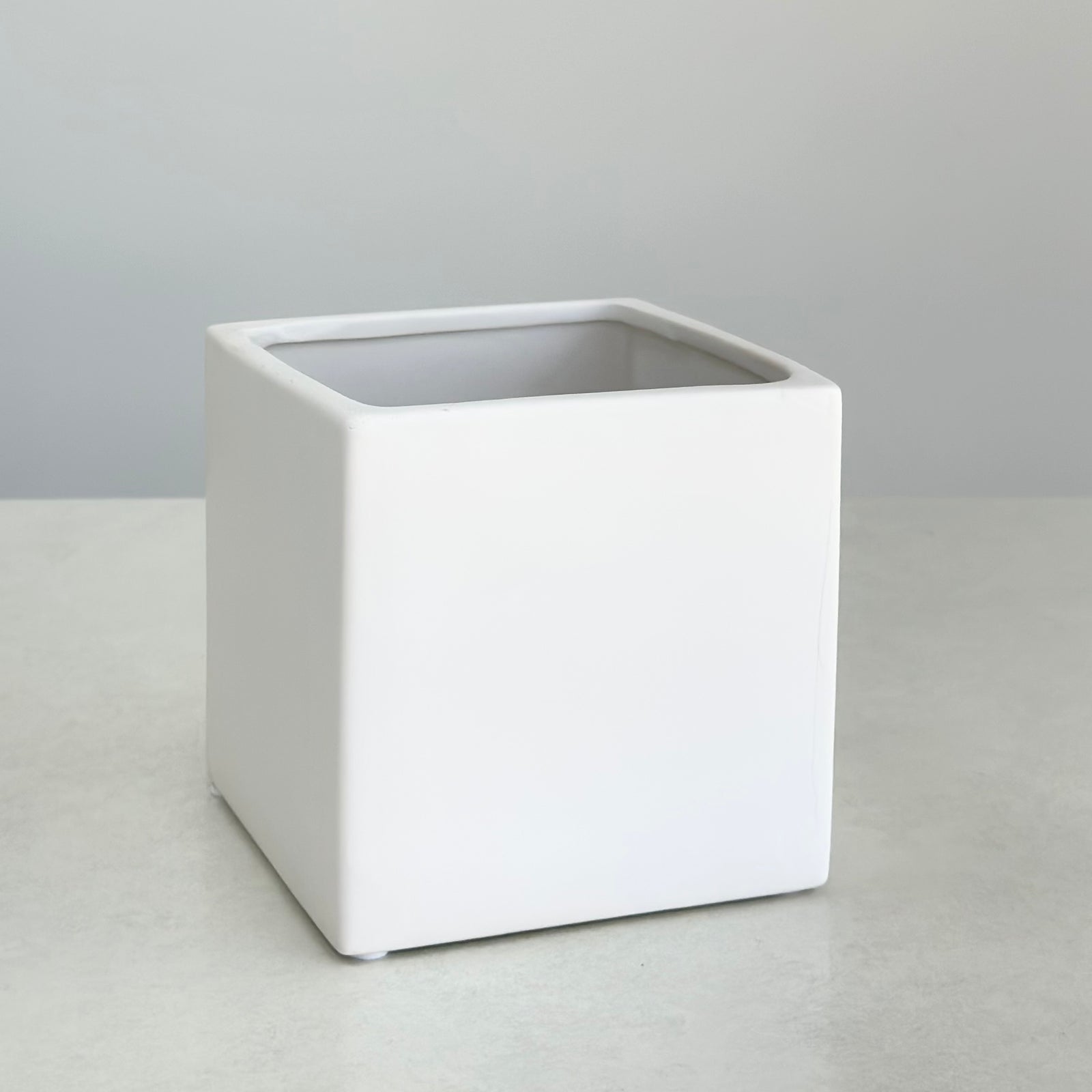 Ceramic Square White Pot Matte Finish