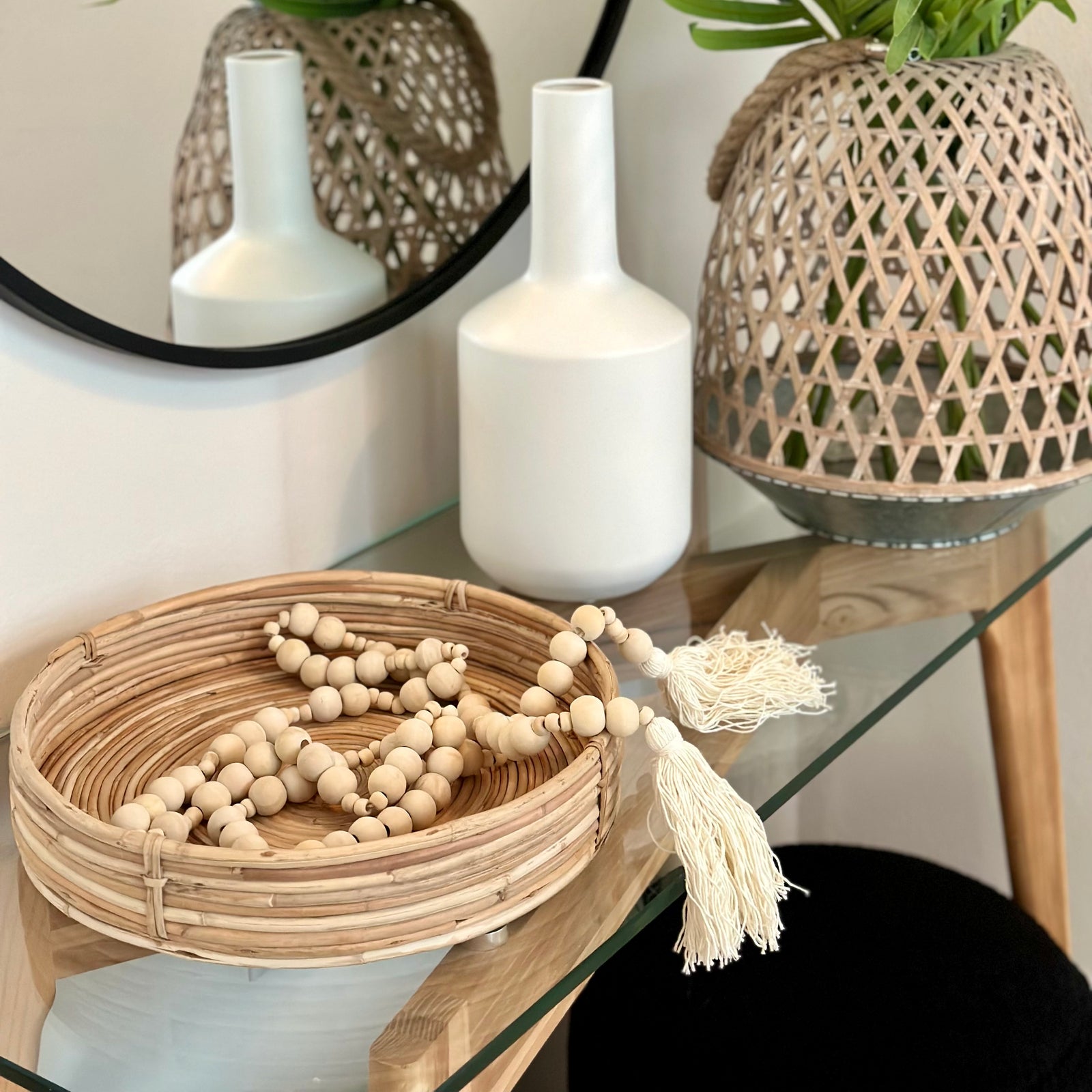 Large Round Cane Tray.