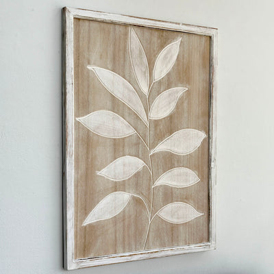 Tropical Leaf Carved Wooden Wall Art