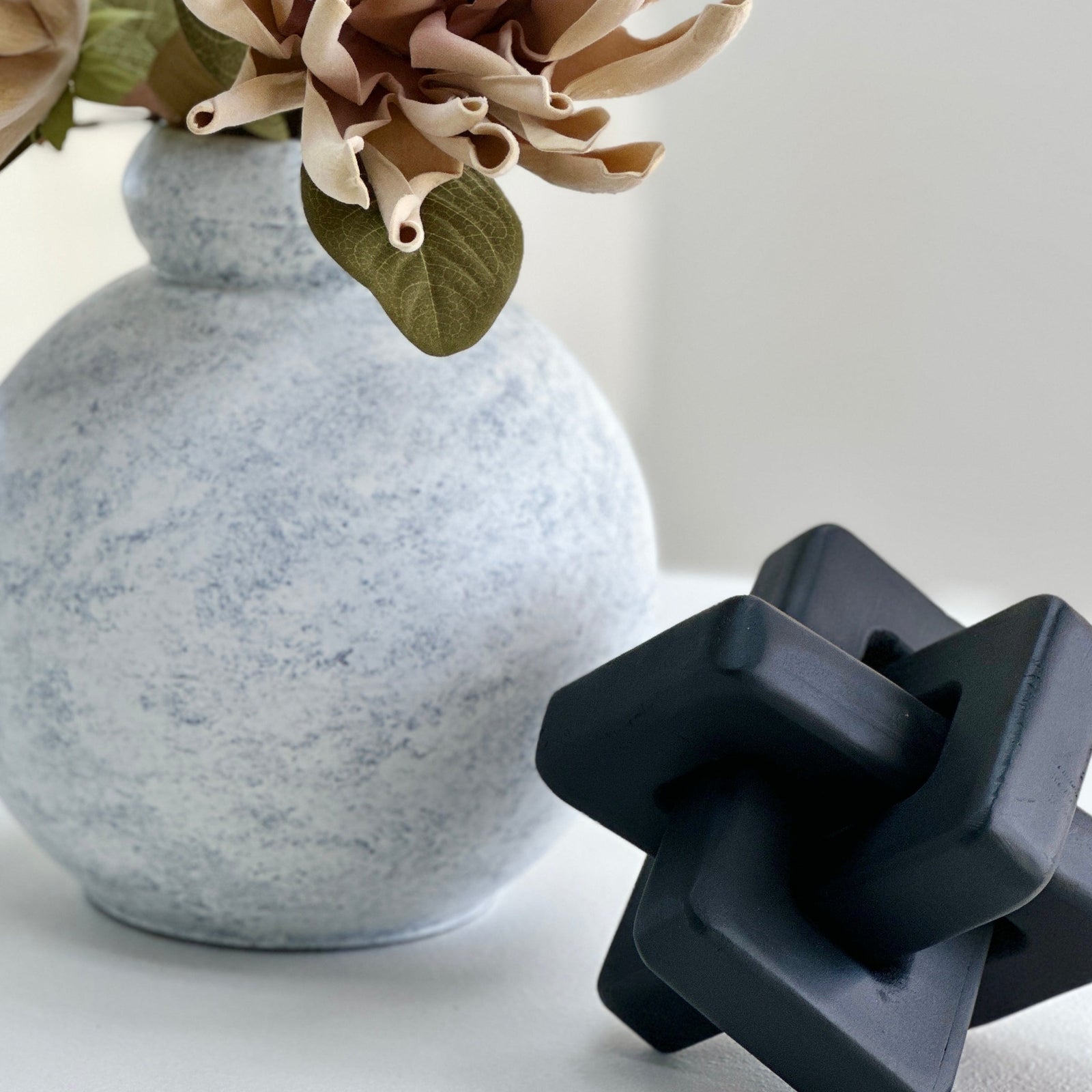 Black Smooth Wooden Cross Sculpture