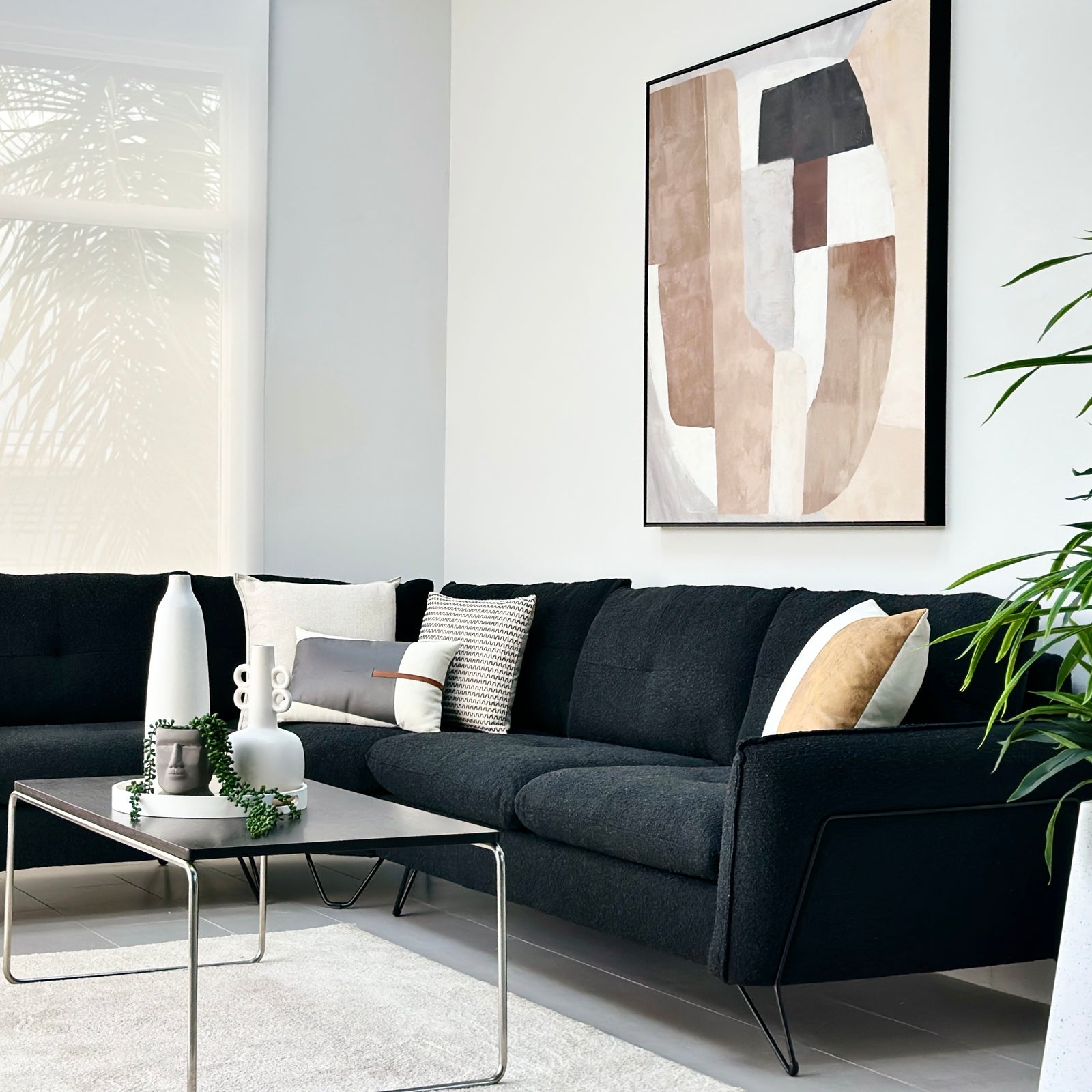 Cami Black Corner Sofa Left Side