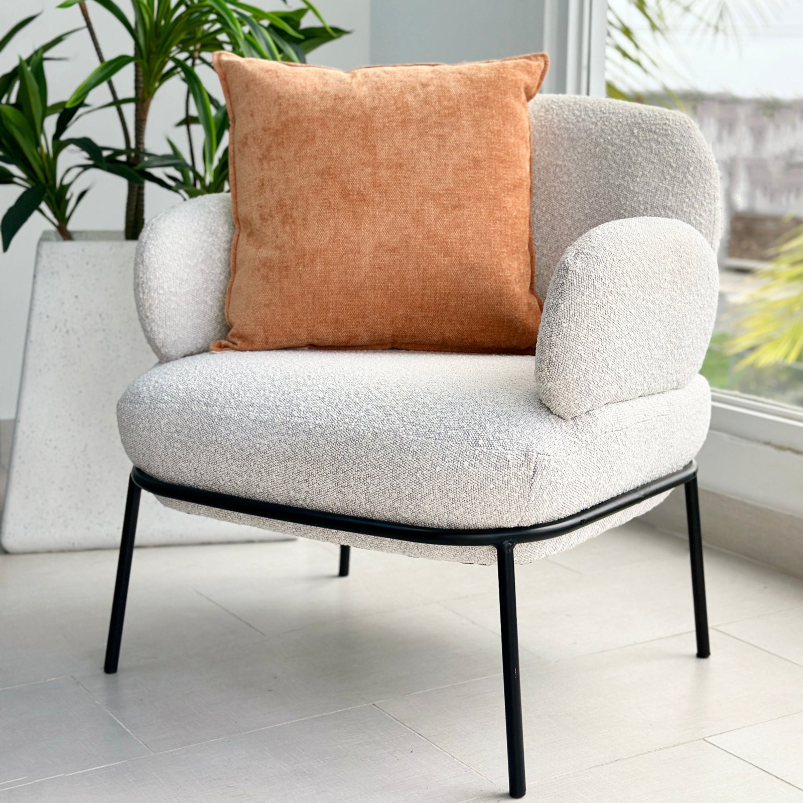 Ivory Pillar Accent Chair