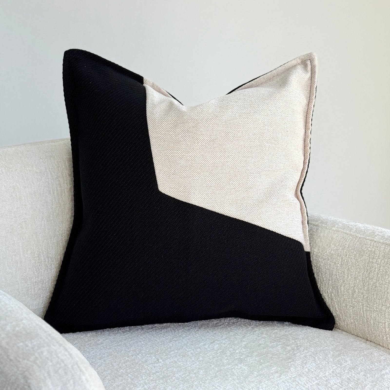 Pillow Cover Ivory Half Black