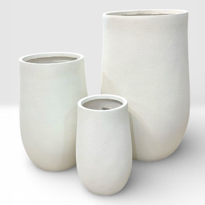 Concrete Smooth White Finish Fiber Clay Planter