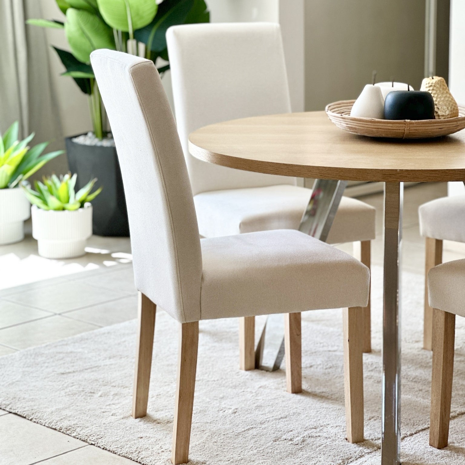 Upholstered Ivory Dining Chair