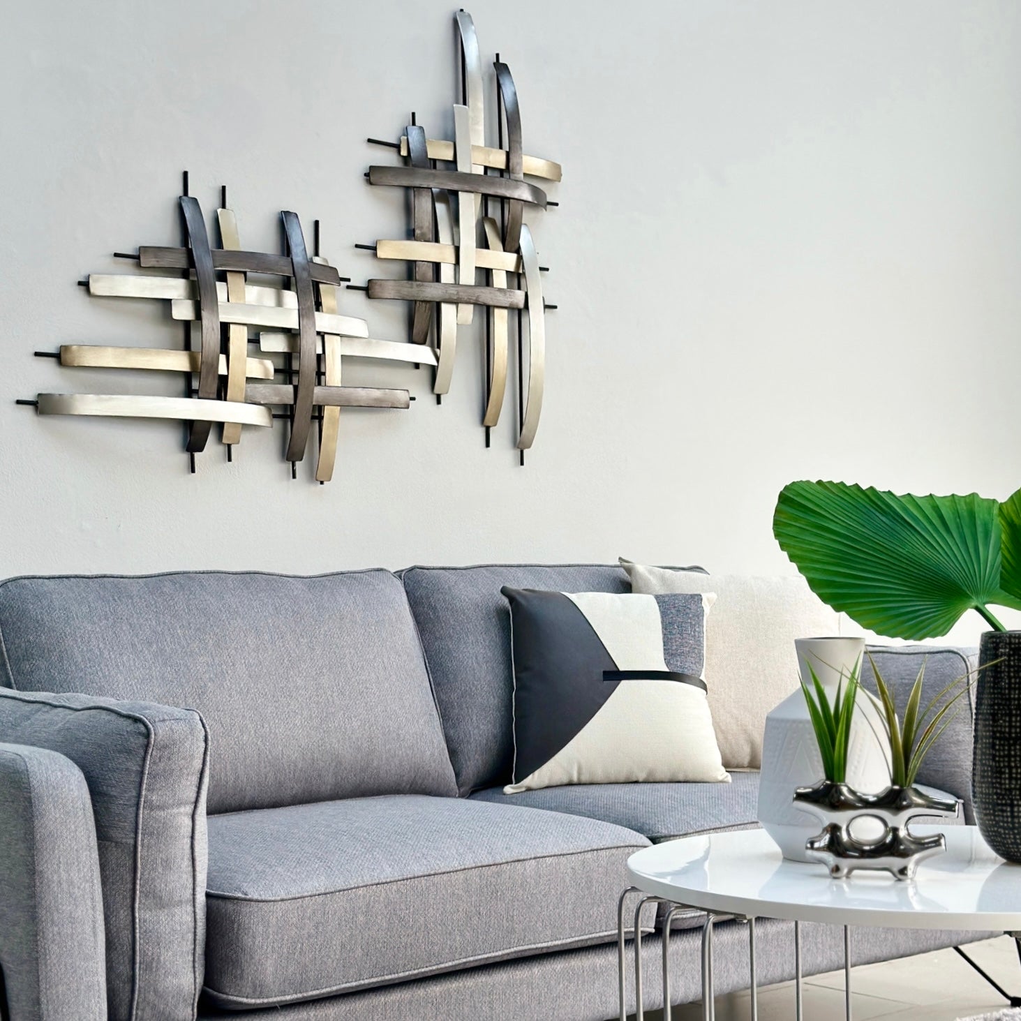 Tricolor Abstract Modern Metal Wall Art