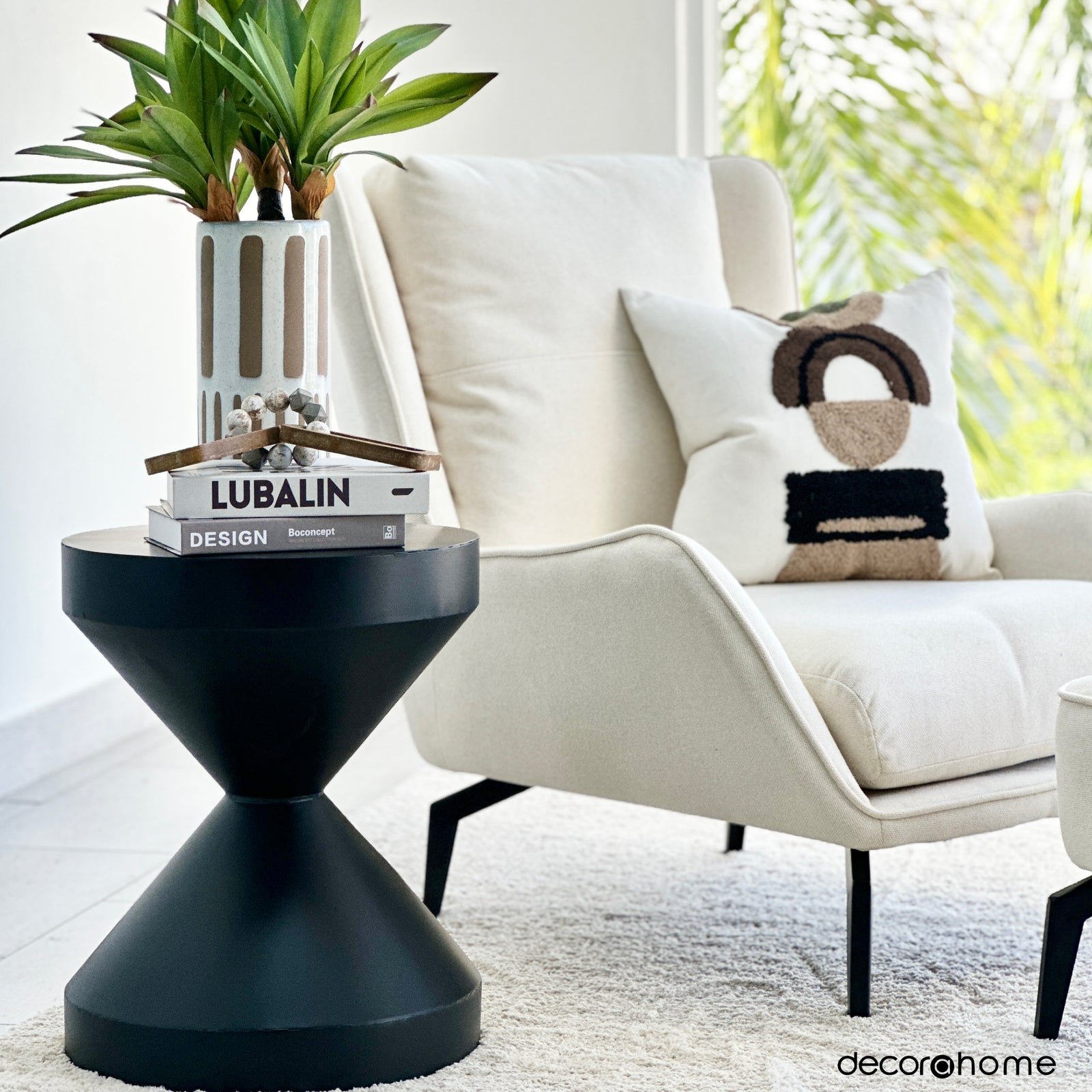 Sand Clock Black Metal Side Table