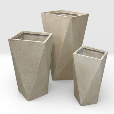 Fiber Clay Geo Beige Planter