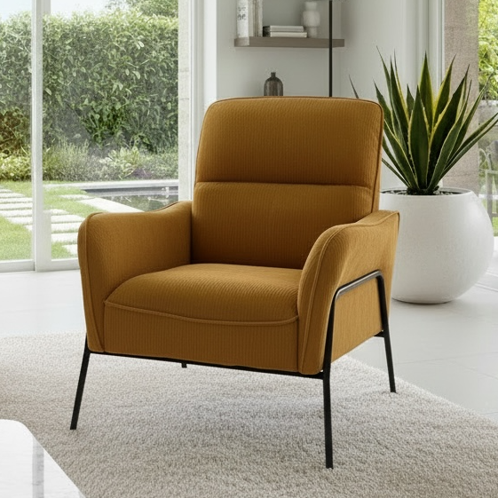 Lofty Chair Ochre Corduroy Fabric