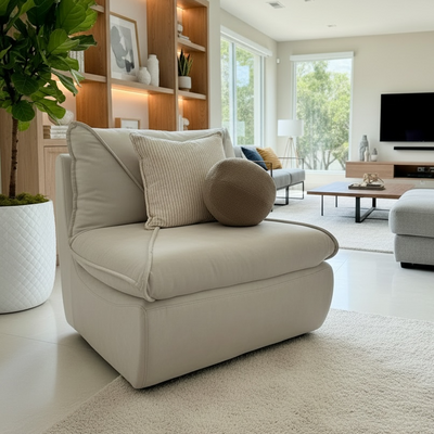 Double Layer Ivory Accent Chair