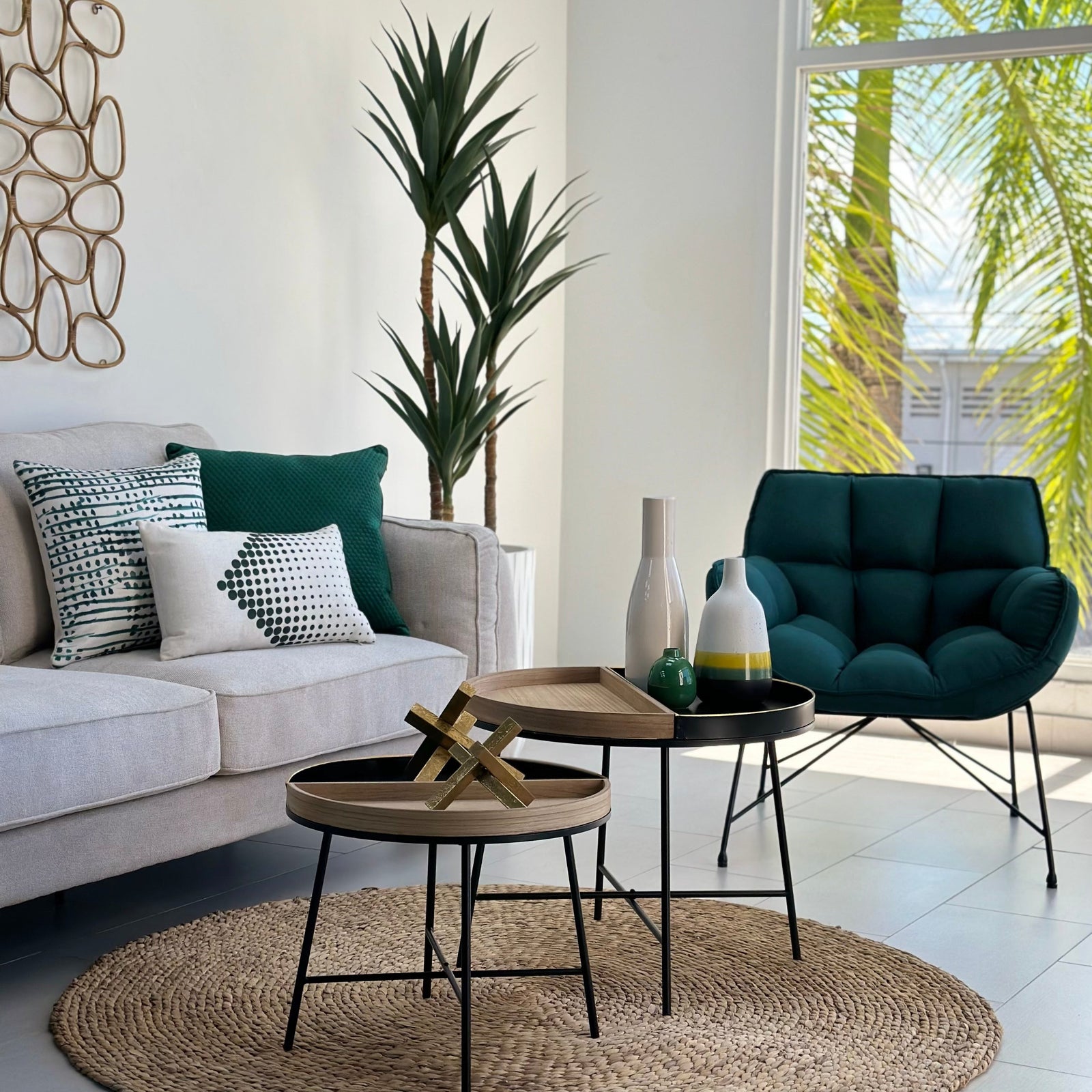 Tufted Teal Green Accent Chair