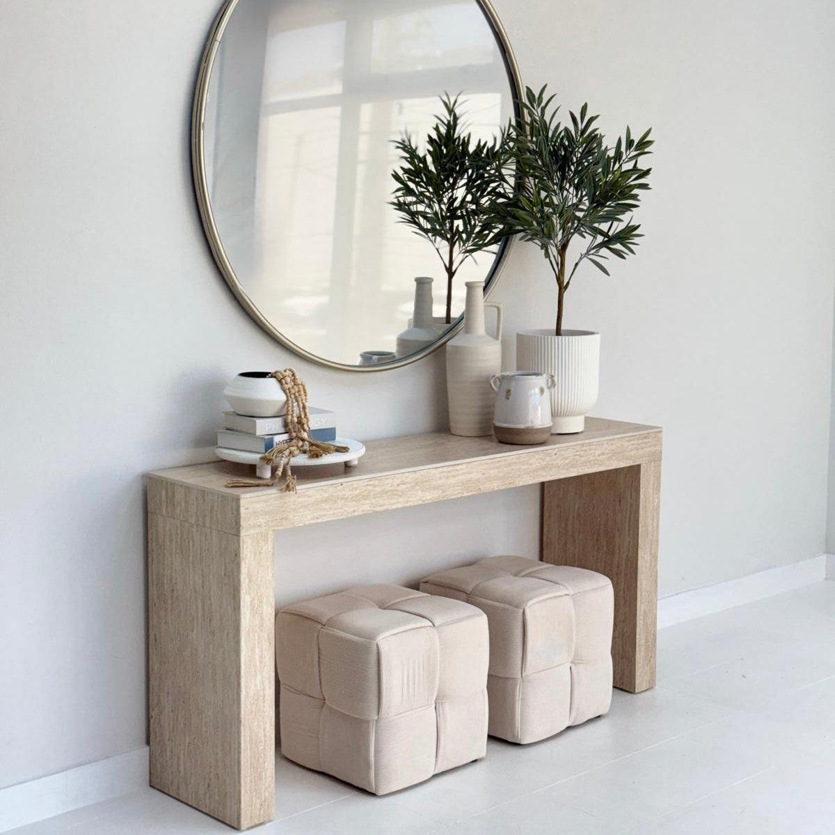 Faux Travertine Classic Husky Console Table