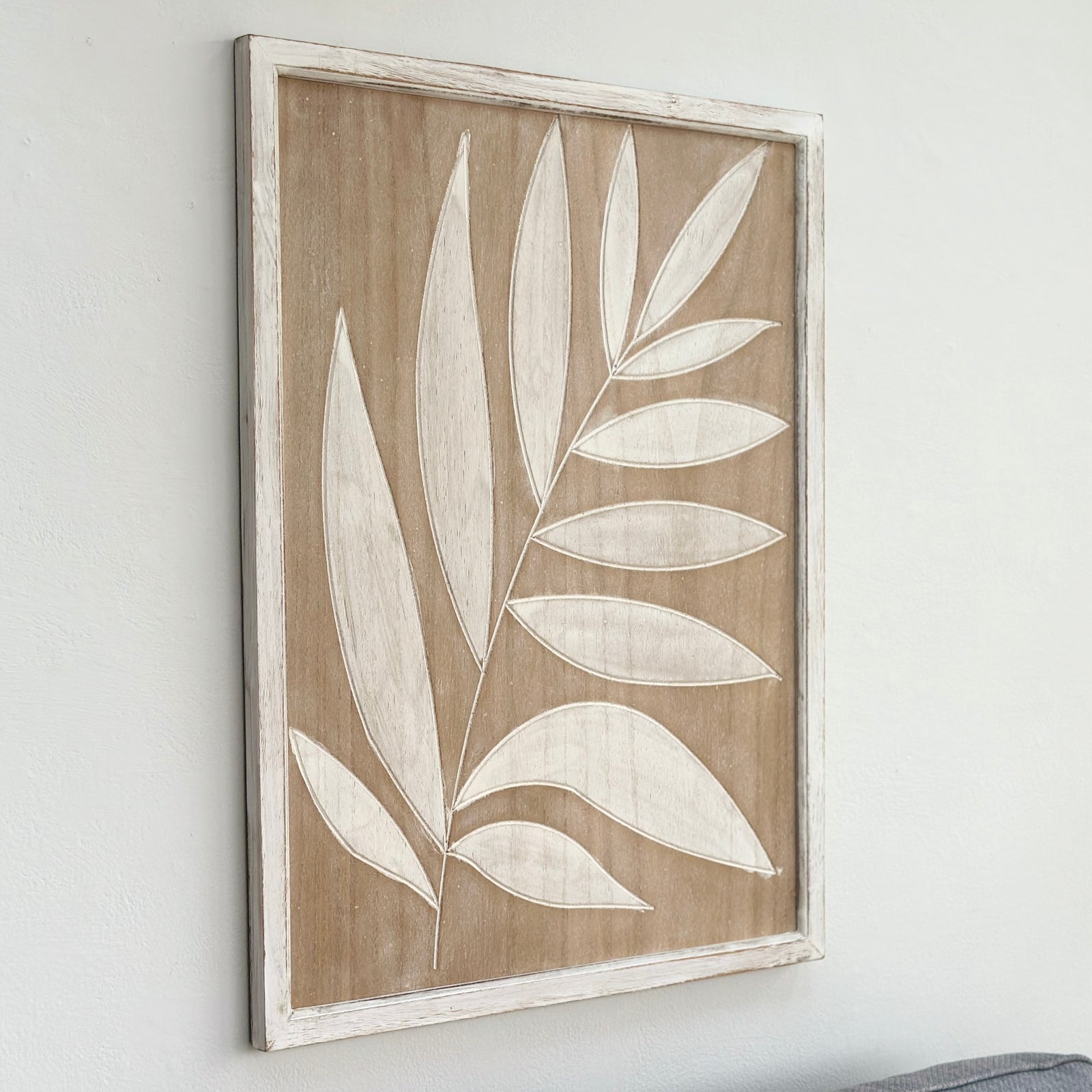 Tropical Leaf Carved Wooden Wall Art