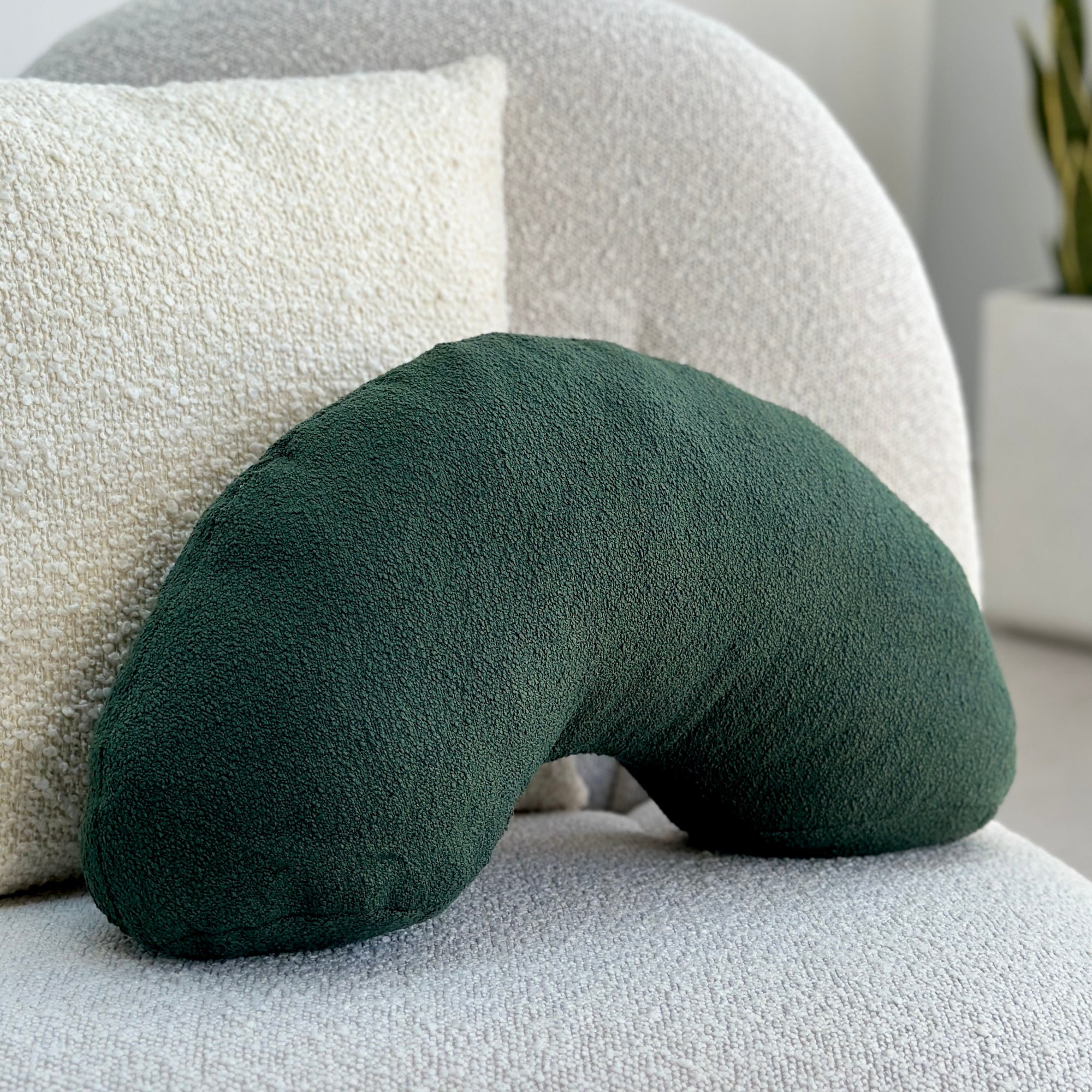 Bouclé Green Arch Throw Pillow