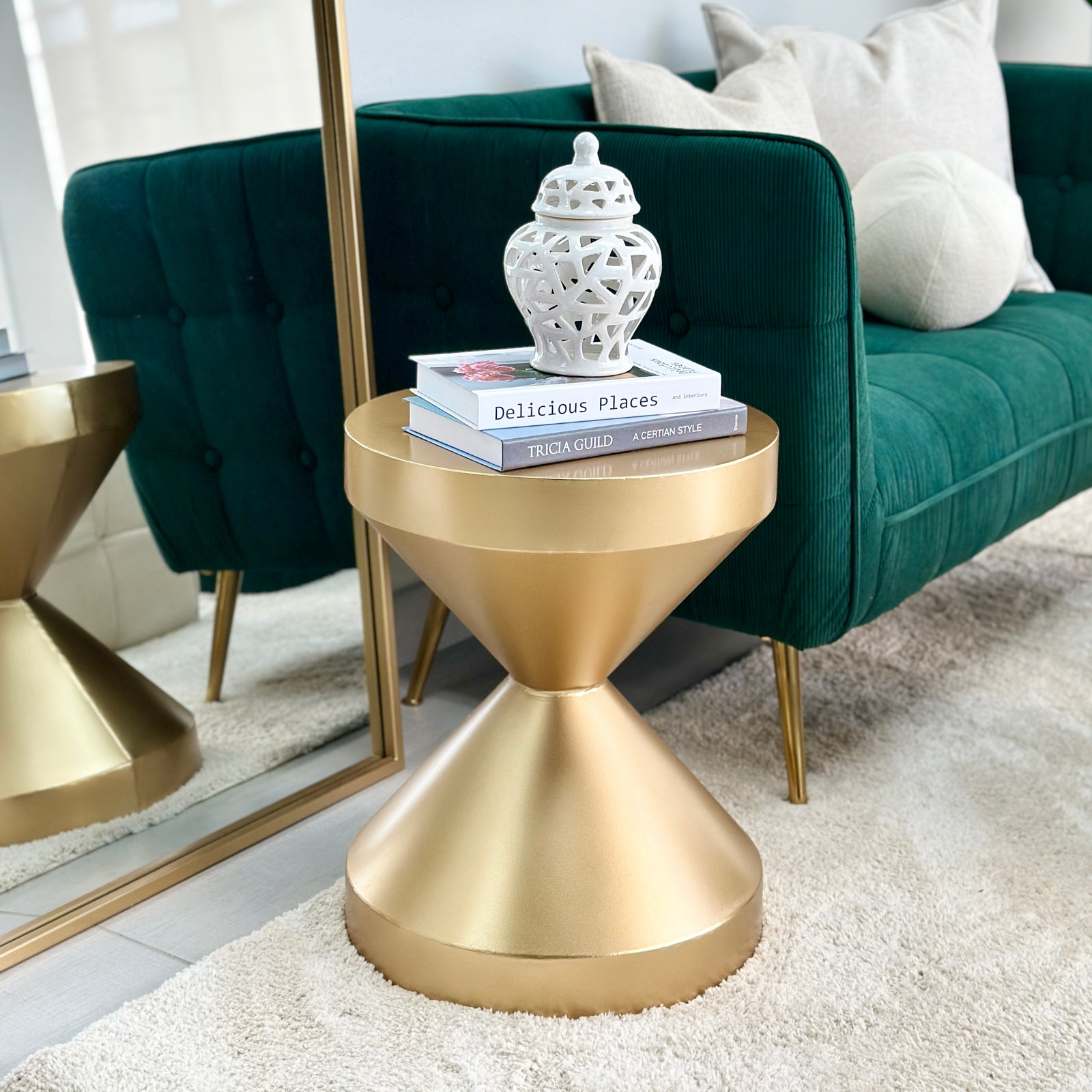 Sand Clock Gold Metal Side Table