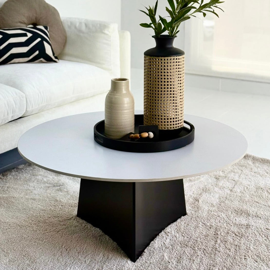 Solana Coffee Table Ceramic White Top 36"