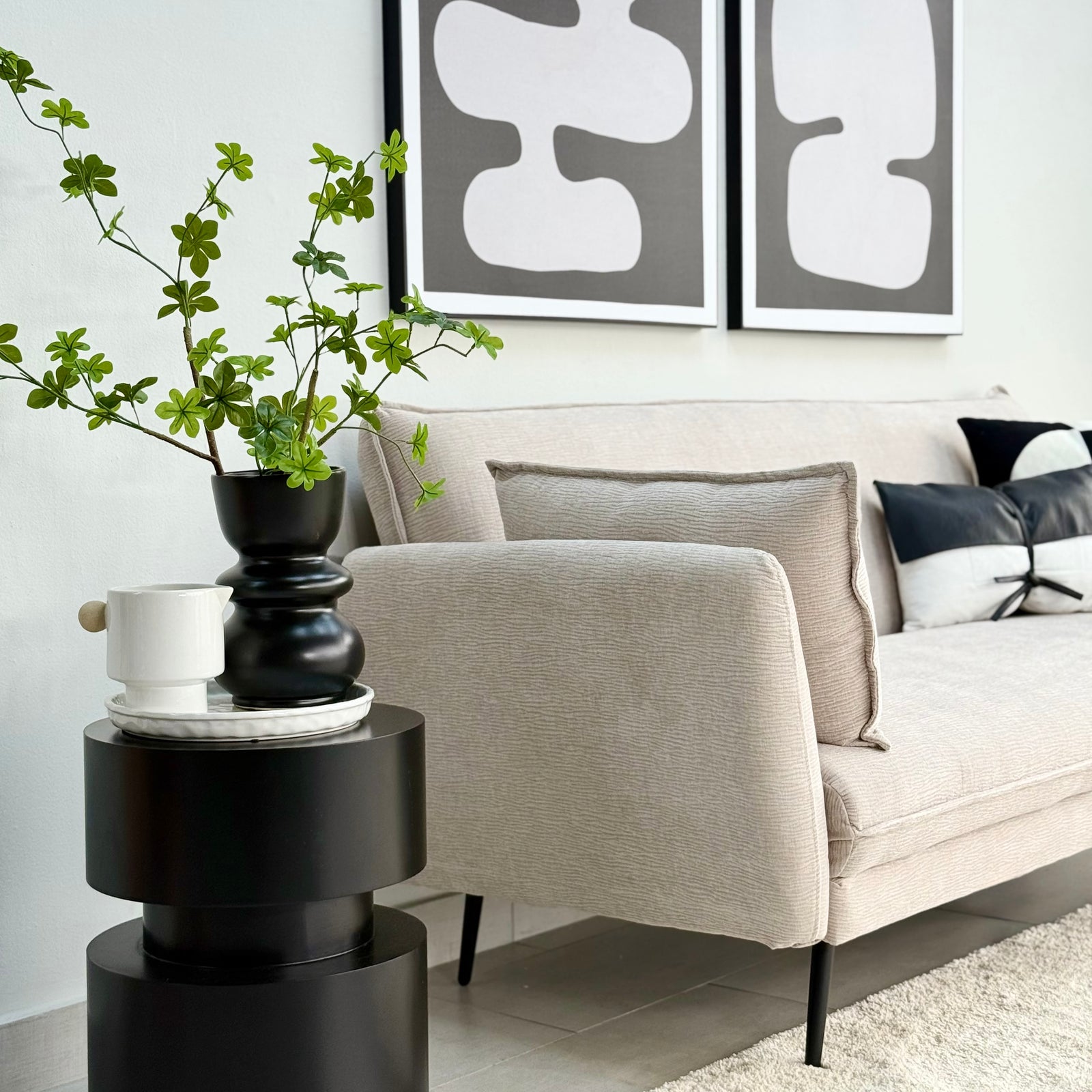 Stilo Futon Sofa Bed Bone Ivory Fabric