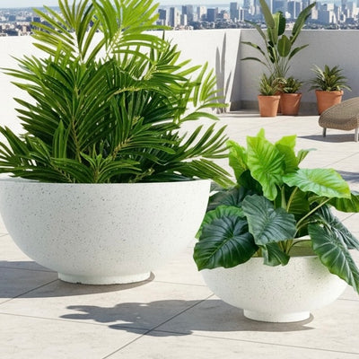 Concavity Fiber Clay Smooth Ivory Planter