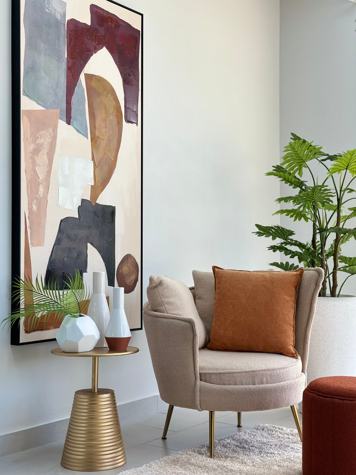 Asymmetrical Sherpa Ivory Chair