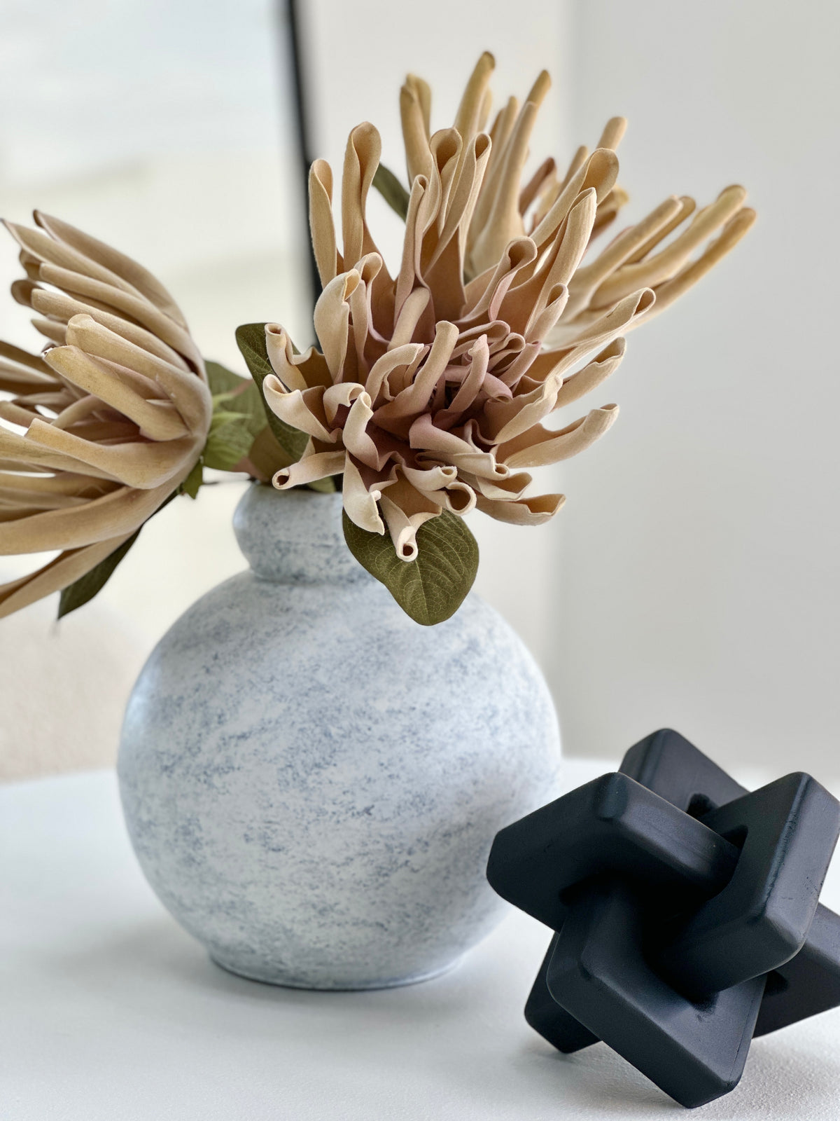 Black Smooth Wooden Cross Sculpture