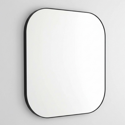 Rounded Corner Black Metal Frame Mirror 48"
