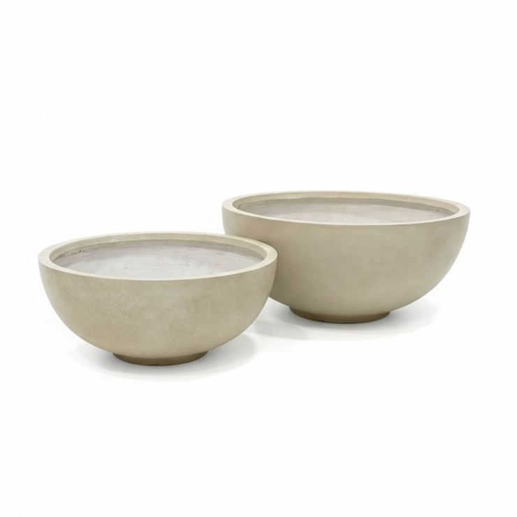 Concavity Fiber Clay Smooth Beige Planter