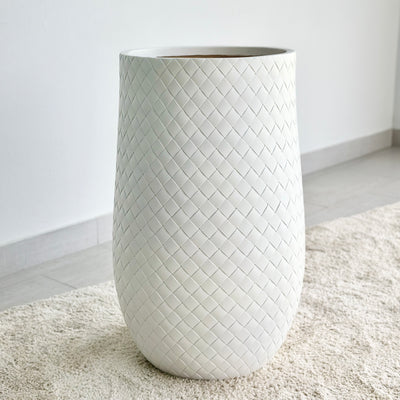Jade Waved Tall Fiber Clay Planter